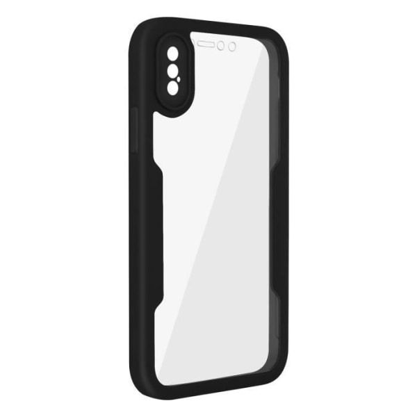 Helio-maske - MÆRKE - iPhone XS Max - Robuste plexiglas - Stødabsorberende - Synligt design Transparent, svart
