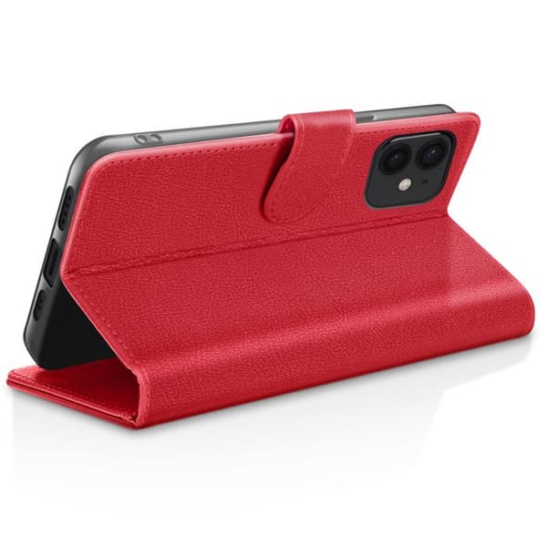 Plånboksfodral - ZANAÉ - iPhone 12 mini - Röd - Videoställning - Magnetflik Röd