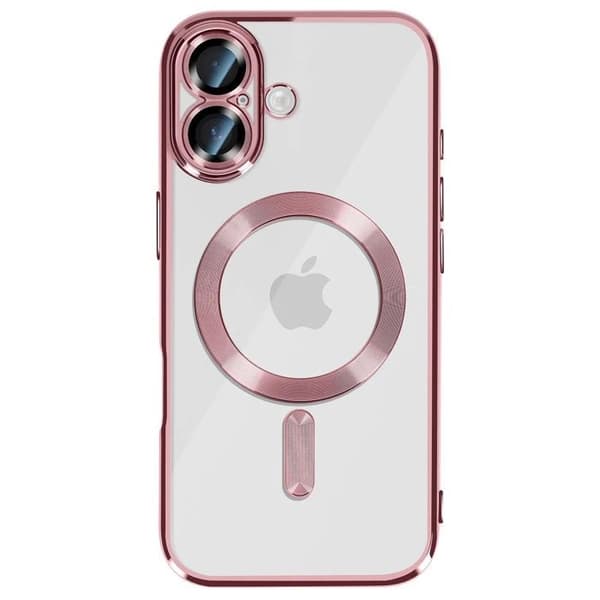 MagSafe-skal til iPhone 17 i silikone med rosa kromkant Ros