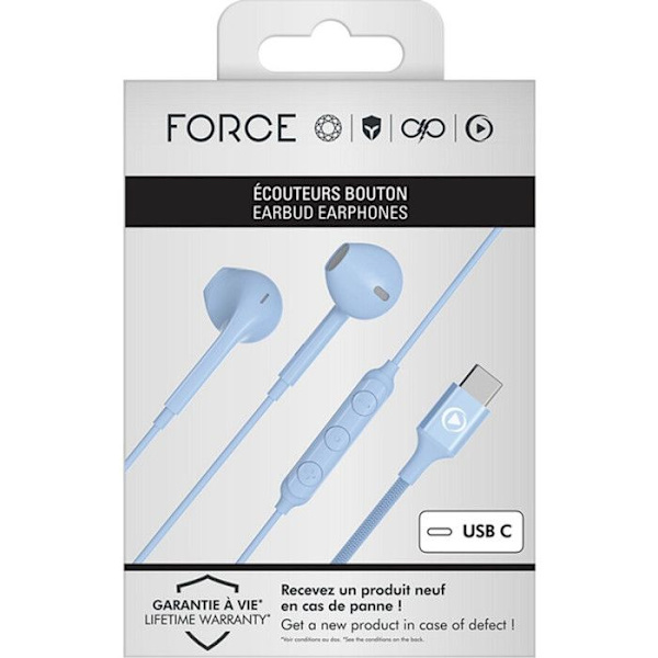 Hörlurar - Force Play - Förstärkta hörlurar - USB-C - In-ear - Svetttålig Blå
