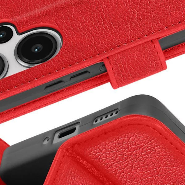 Kotelo Xiaomi Redmi Note 13 Pro Plus -puhelimelle - AVIZAR - Lompakon ja videon tuki - punainen Röd