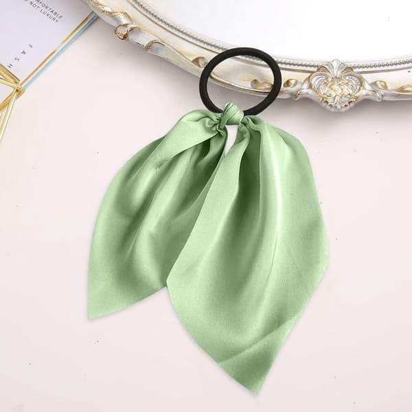 Elastisk tørklæde - AVIZAR - Ensfarvet satin - Salviegrøn - Behagelig - Elegant Grön