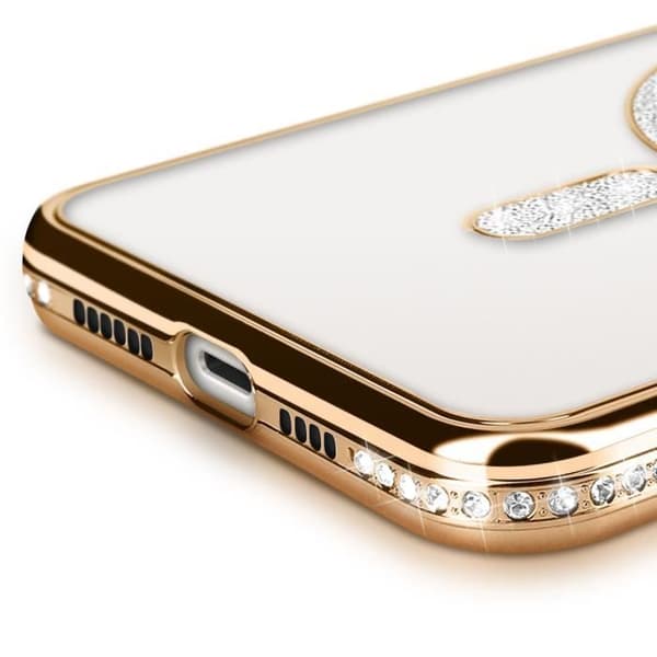 Coque - Diamant - iPhone 14 Plus - Guld Strass - Slitstark - MagSafe Kompatibel - Elegant Gul