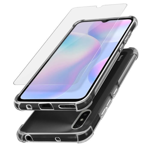 Coque och Härdat Glas - Xiaomi - Redmi 9A/9AT - Mjuk - Transparent - Effektivt Skydd Transparent