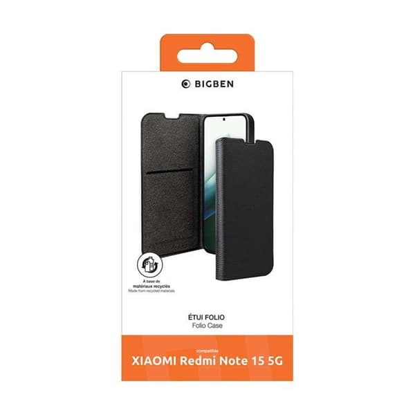 Etui til Redmi Note 15 4G / 5G med kortlomme og standfunktion BigBen Sort Svart
