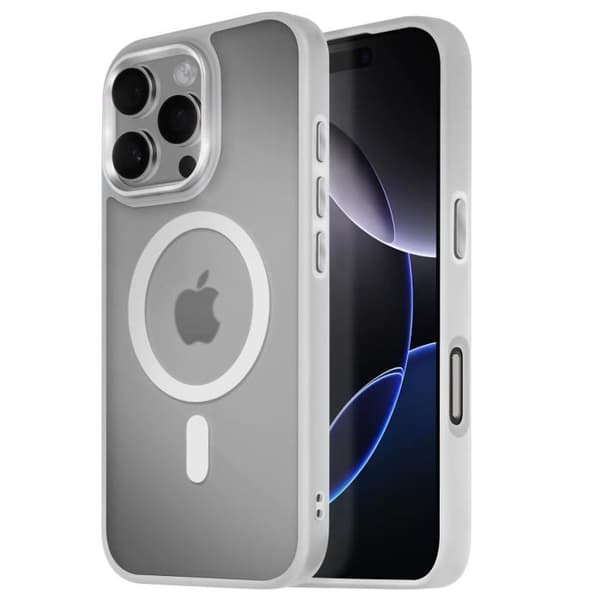 Coque MagSafe för iPhone 16 Pro Matt Frostad Baksida Grå Kontur Grå