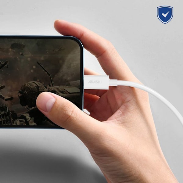 USB-C til Lightning kabel 20W Opladning Synkronisering Økodesign Akashi Hvid Vit