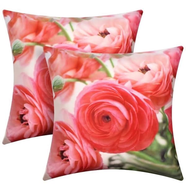 Kuddöverdrag - AVIZAR - 2-pack - 40x40 cm - Mönster med rosor - Chic elegans Grön