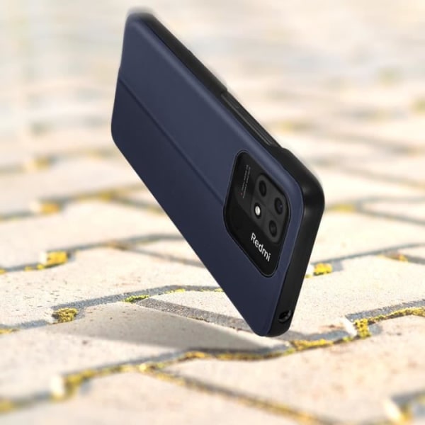 AVIZAR Fodral för Xiaomi Redmi 10C - Tidsfönster och videostöd - Midnattsblå Midnattsblå