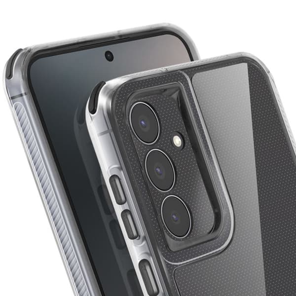 Cover - ADVARSEL - Galaxy S25 FE - Stødabsorberende - Bi-materiale - Transparent sort Svart