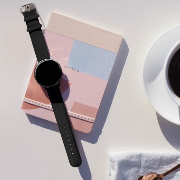 Galaxy Watch Active2 ranneke 44mm nahkainen look Pin Solki solki musta