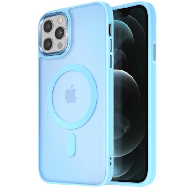 MagSafe-kuori iPhone 12 Pro:lle ja 12 Matta Hile Selkävaippa Vaaleansiniset Rajat Blå