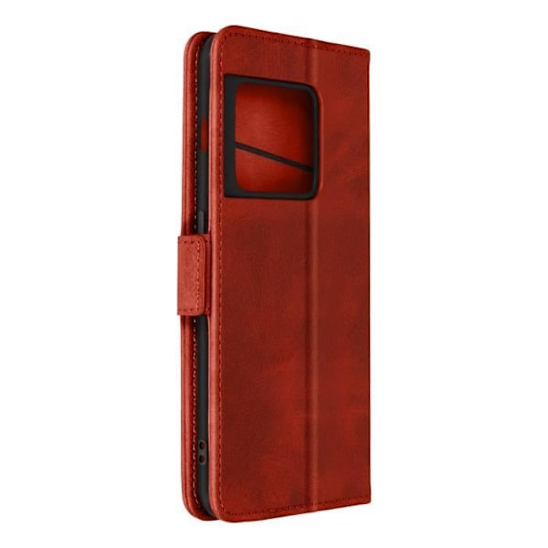 OnePlus 10 Pro Case Kunstlæderkortholder Dobbelt magnetisk fane Rød Röd