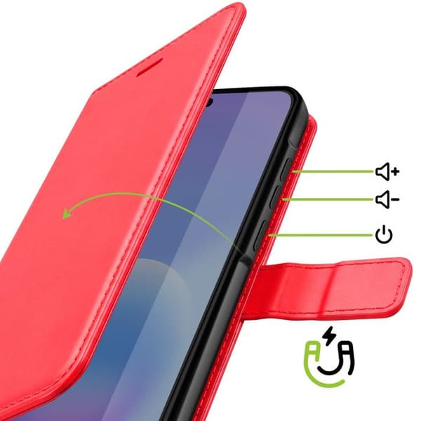 Pungetui til Galaxy A57 med håndledsrem og standfunktion Mayaxess Rød Röd