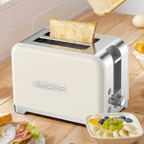 Brødrister 2 Skiver i Rustfrit Stål 930W med Krummeskuffe SWISS HAUS Sølv Grå