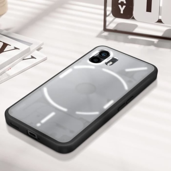 AVIZAR Taske til Nothing Phone 2 - Blød silikone - Frosted Back - Sort kontur Svart