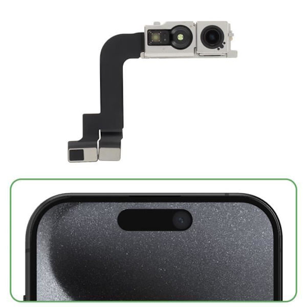 Etukamera - RELIFE - iPhone 15 Pro Max - Selfie-anturi 12MP - Musta Svart