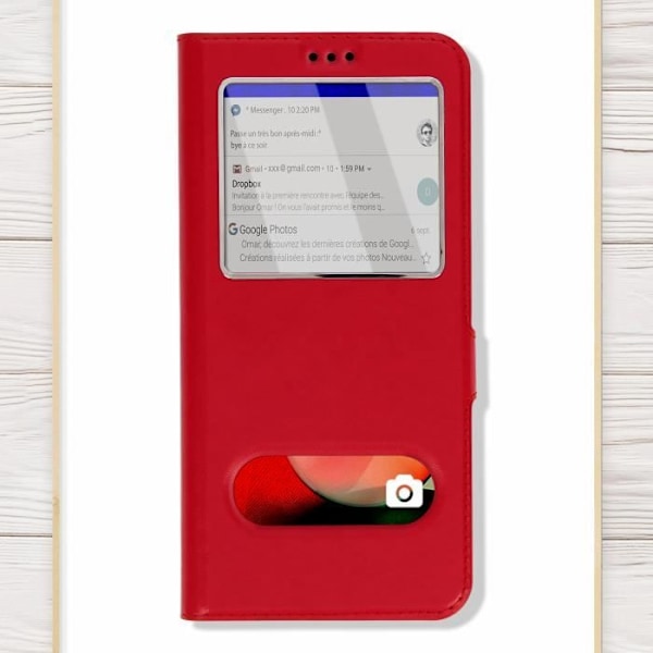 AVIZAR-kuori Samsung Galaxy A22 5G:lle - Punainen - Kaksoisikkuna Videotuki Röd