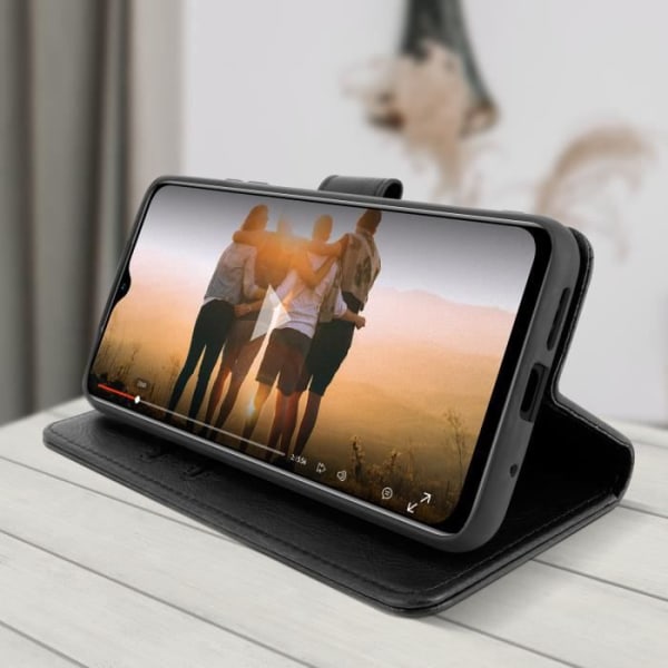 Etui - Xiaomi - Redmi 9T - Beskyttelse med Kortholder - Støttefunktion - Sort Svart