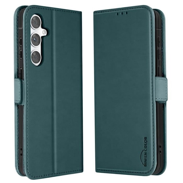 Etui til Samsung S24 FE Klap Portemonnee Dobbelt Magnetisk Lukning Mørkegrøn Grön