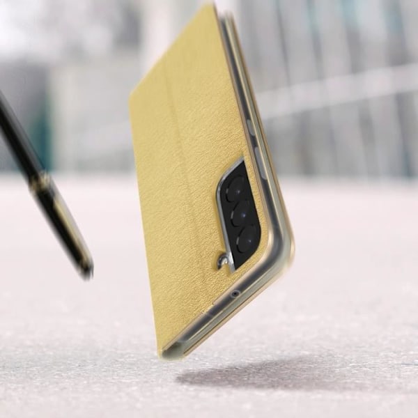 Samsung Galaxy S22 Plus skal - FORCELL - Luna Book Gold - Kortförvaring - Videostöd - Gul gyllene