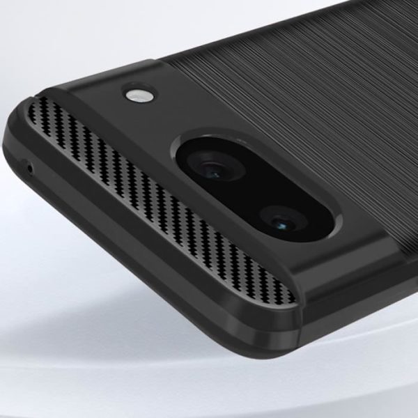 Kotelo Google Pixel 8a:lle – AVIZAR – joustava hiili ja harjattu musta tehoste Svart