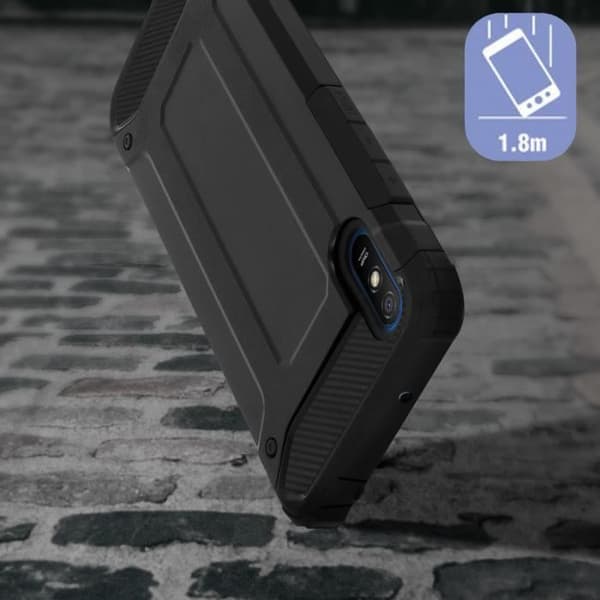 Coque - AVIZAR - Xiaomi Redmi 9A - Stødabsorberende - Relief - Sort Svart