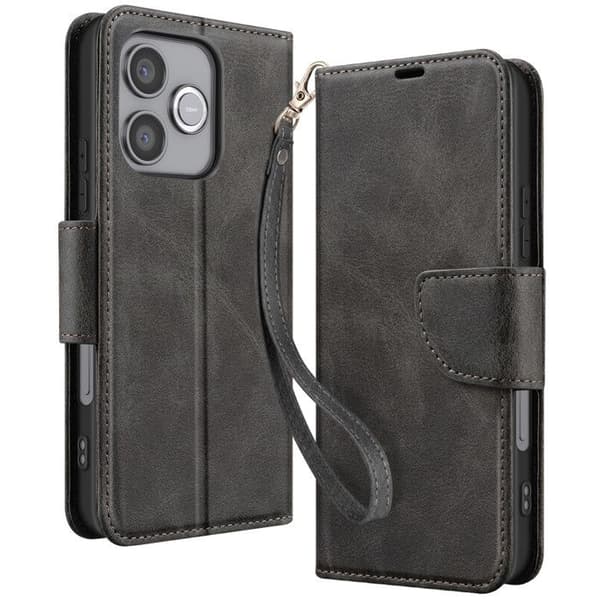 Honor 600 Lite Retro-tyylinen Lompakkoasu, jossa Tuki, Harmaa Grå