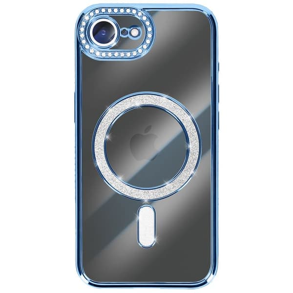 Coque Magsafe - AVIZAR - iPhone 16e - Kontur med Strass - Stødbeskyttelse - Elegant Blå