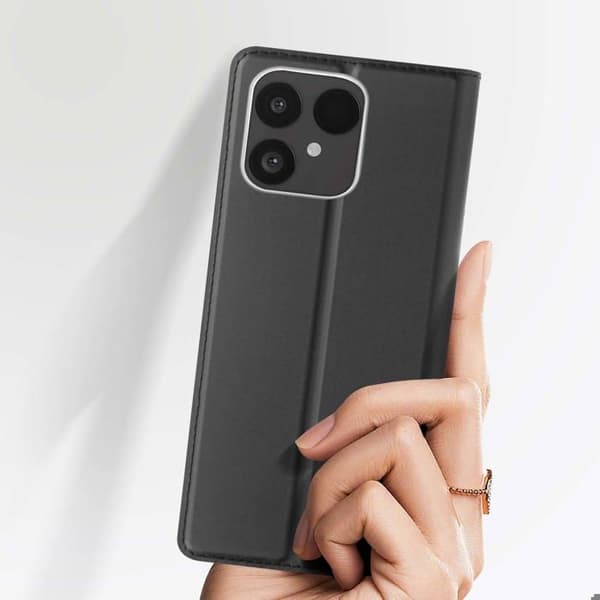 Pungetui - DUX DUCIS - Fairphone 6 - Magnetisk Lukning - Videostøtte - Sort Læder Sort