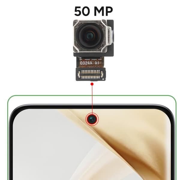 Frontkamera - Honor 200/200 Pro - 50MP - Sort - Erstatning Selfie Svart