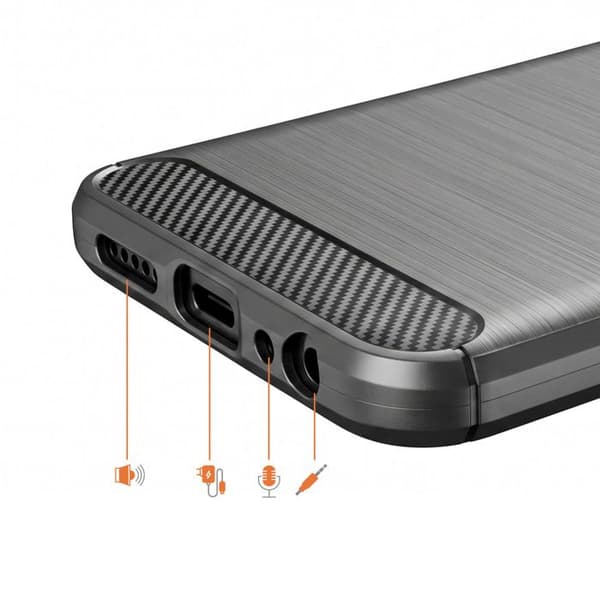 Silicone Cover til Redmi A7 Pro med Carbon Effekt Børstet Tekstur Sort Svart