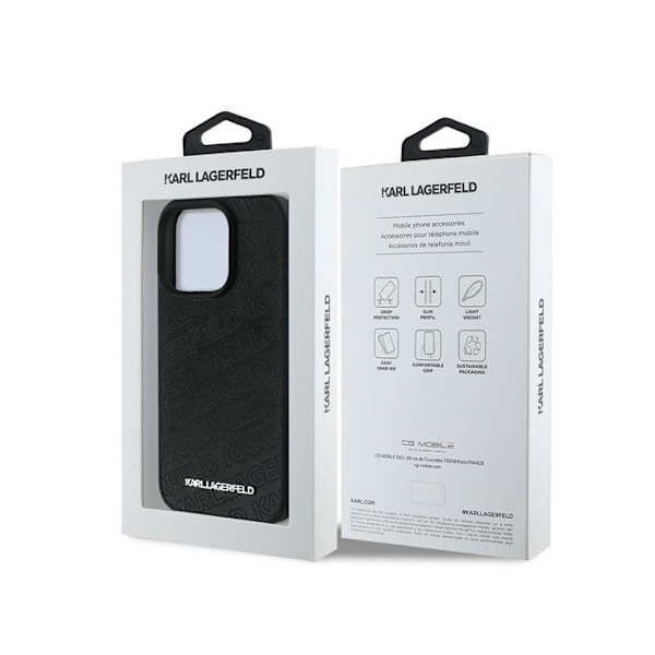 Coque quilted PU til iPhone 16 Pro Max med luksusdesign fra Karl Lagerfeld Sort Svart