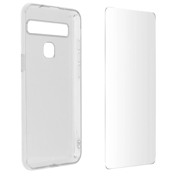 Skyddsfodral - AVIZAR - TCL 10L - Mjuk silikon - 9H härdat glas - Transparent Vit