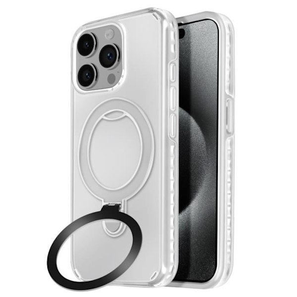 Coque MagSafe för iPhone 15 Pro Stöttålig med Fällbart Stöd Vit Vit