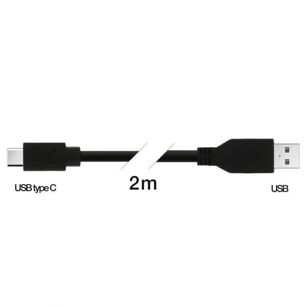 USB-C-kabel - AVIZAR - 2m - Laddning / Synk - Svart