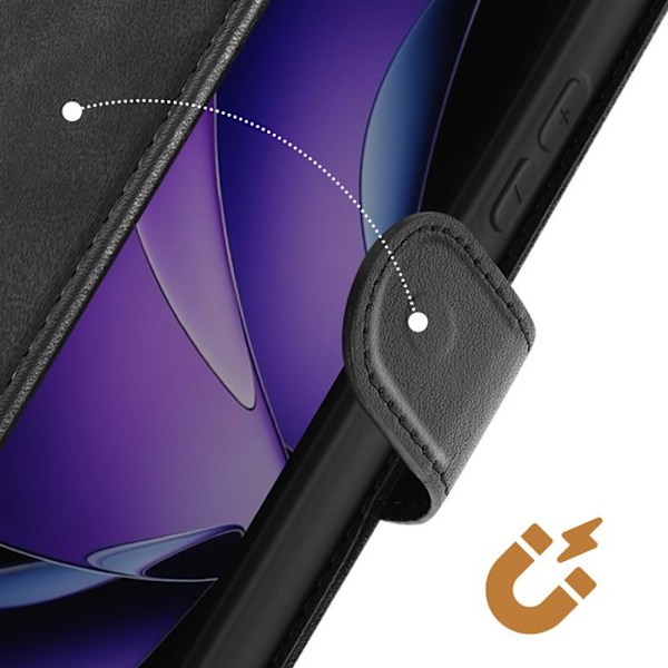 Fodral för Oppo Reno 13 F och 13 FS med Handledsrem, Flip, Stöd, Plånbok, Svart Svart