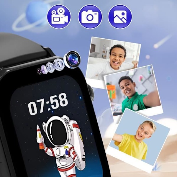 Älykäs Wifi-kello lapsille GPS:llä ja 4G-puheluilla Look Me Forever Musta Svart
