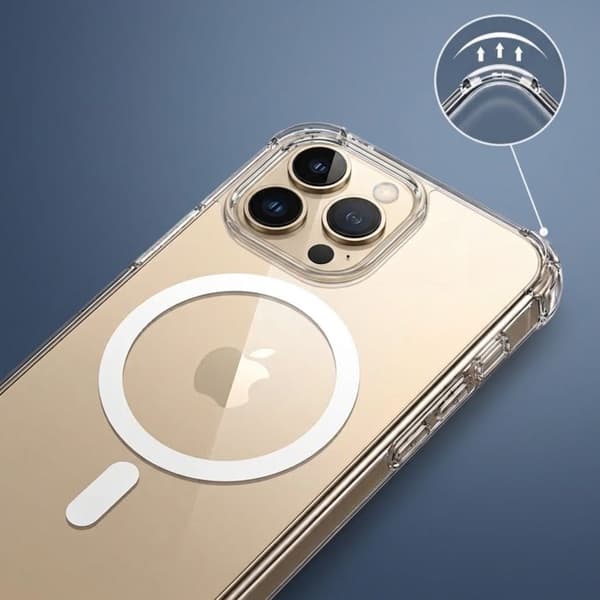 MagSafe-skal för iPhone 16 Pro Stötsäker Bumper med Förstärkta Hörn Transparent Vit