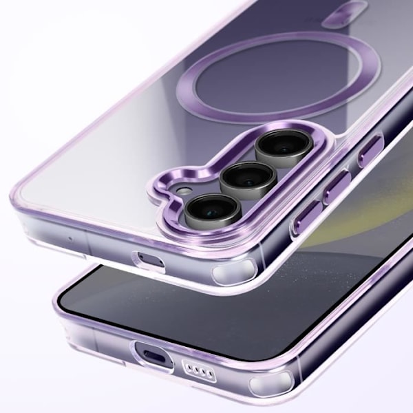 Coque MagSafe för Samsung S24 Plus och S25 Plus Bakglass Färg Lila Lila