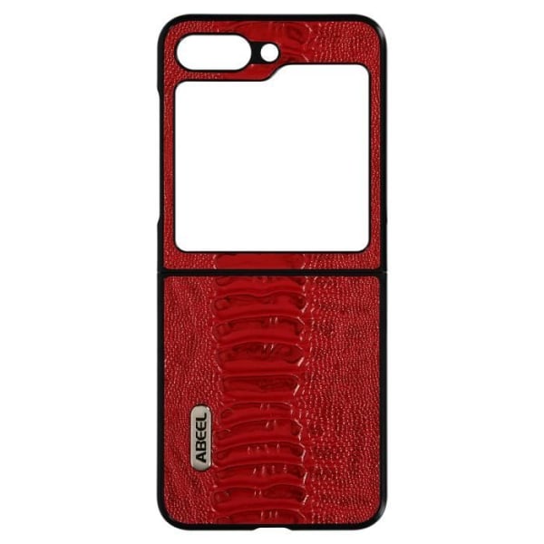 Fodral till Samsung Galaxy Z Flip 5 - ABEEL - Hybrid äkta läder - Rött Abeel Snake Mönster Röd