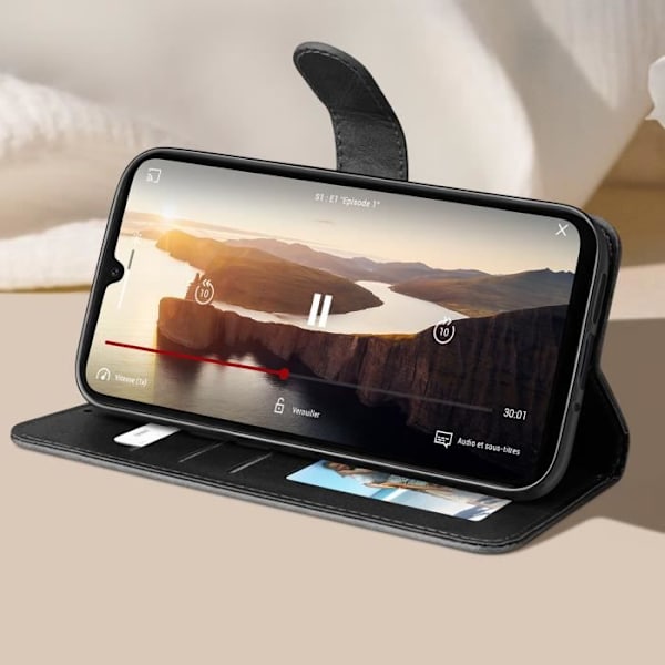 Kotelo Samsung Galaxy A16 rannehihnalle Flip Lompakkotelineen musta Svart