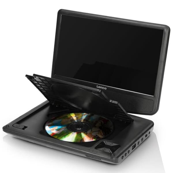 Lenco DVP-901BK - 9 tommer bærbar DVD-afspiller med USB-forbindelse og ophængningsanordning - Sort