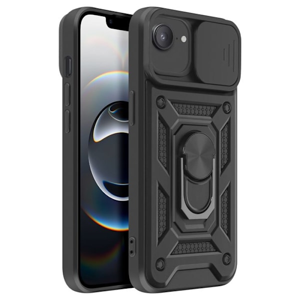 Coque för iPhone 16e Magnetisk Ring Kameraskydd Svart Svart