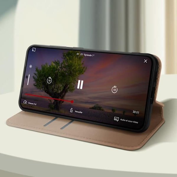Fodral för Galaxy S24 Plus-korthållare Videostöd Magnetic Flip Gold Gul