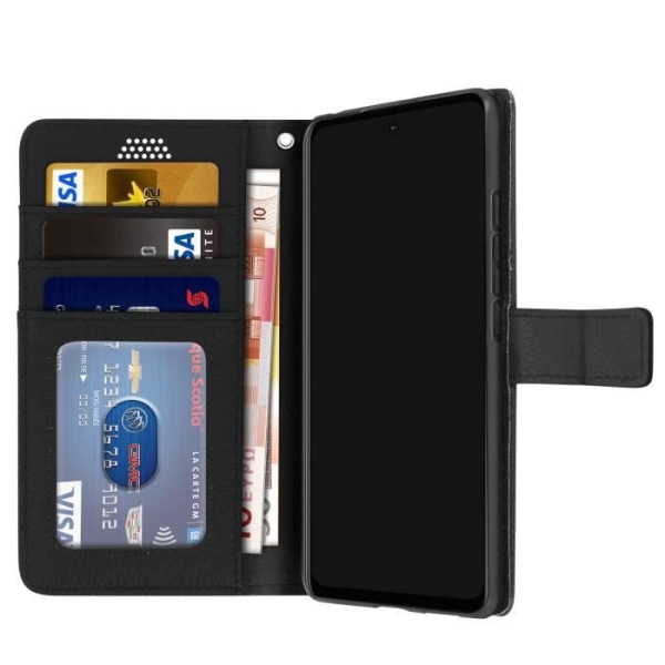 Housse - AVIZAR - Moto G60s - Præget kunstlæder - Porte-monnaie med klap - Sort Svart