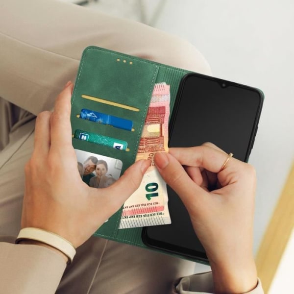 Samsung Galaxy A03s etui i blødt og silkeblødt imiteret læder - AVIZAR - Grøn - Stødsikker og kortopbevaring Grön