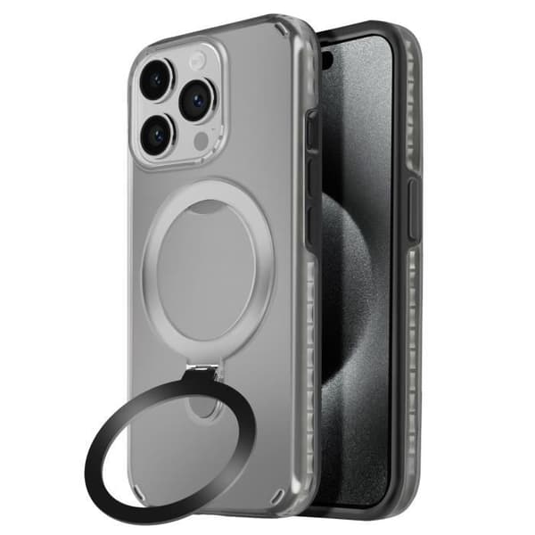 Coque MagSafe för iPhone 15 Pro Max Stöttålig med Fällbart Stöd Svart Svart