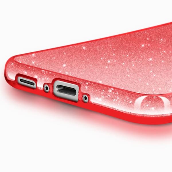 Kimalteleva kuori Samsung Galaxy A37:lle, kaksimateriaalinen, punainen Röd