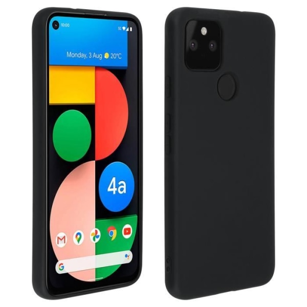 Google Pixel 4A 5G Fodral Halvstyvt silikonsvart Soft Touch Finish Svart